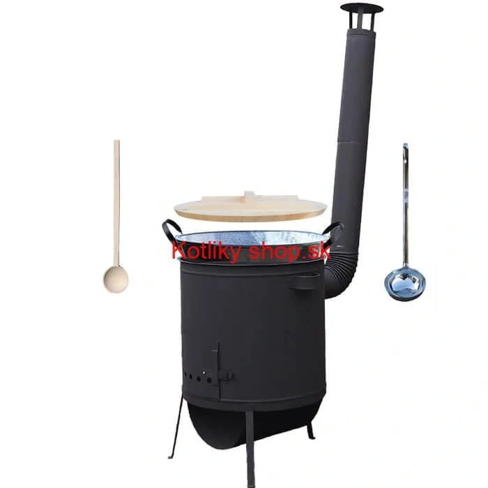 Smaltovaný kotol 100 L + žiaruvzdorná kotlina 42 PLUS 600 4 MM + varecha a naberačka BIG PARTY