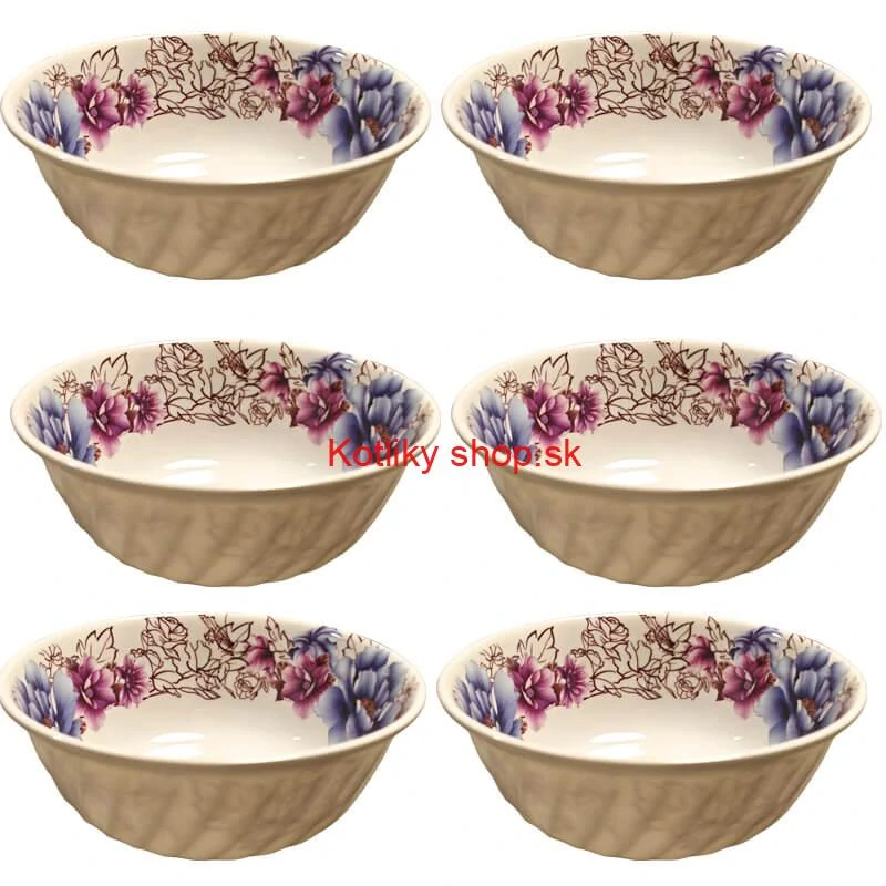 Plastová miska s kvetinovým vzorom (750 ml) – teraz v sade 6 kusov!