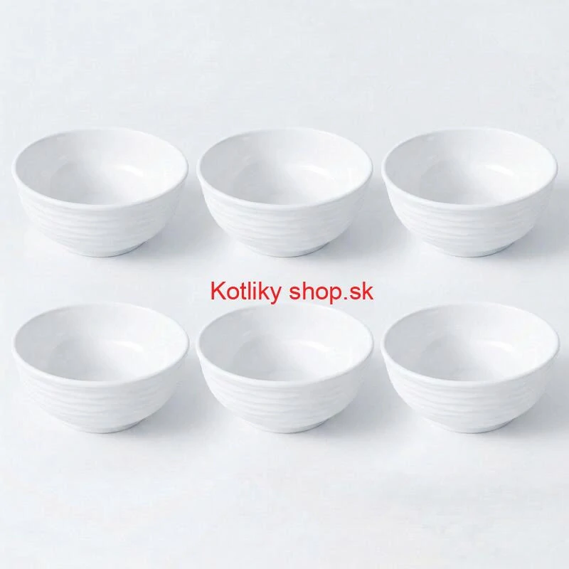 Set 6 ks: Prémiové biele misky s kamennou štruktúrou (750 ml)
