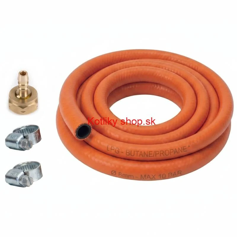 Plynová hadica 2,5 m + 2 svorky + ľavá matica (20 bar)