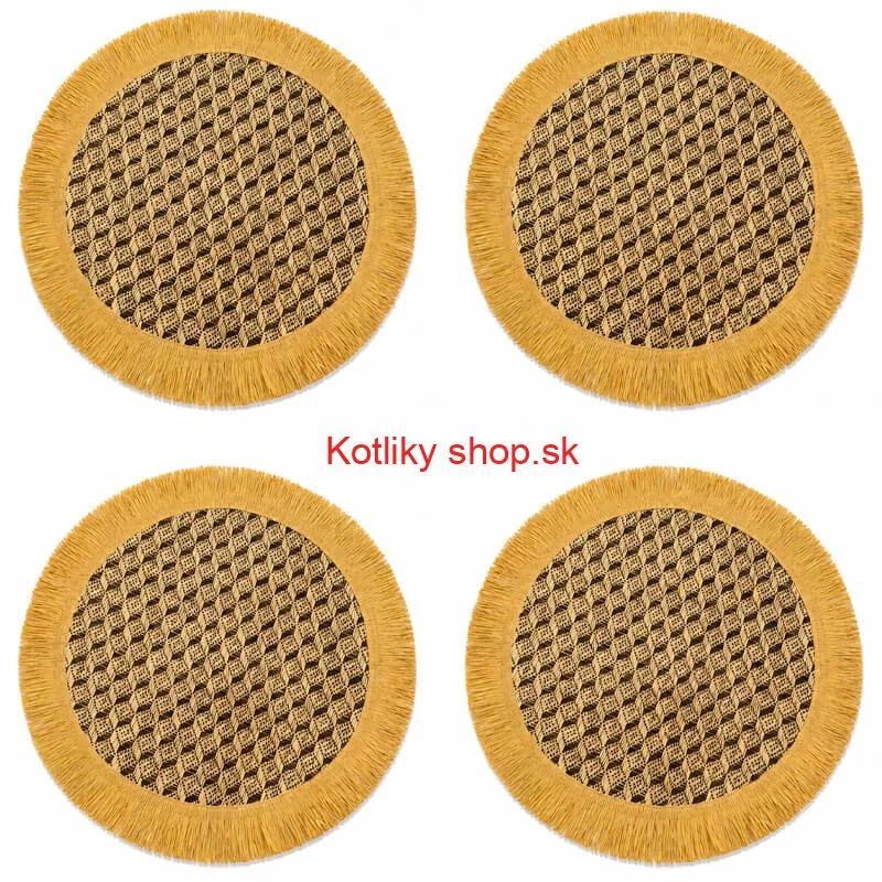 Prírodné podložky pod tanier so strapcami 37 cm, 4 ks