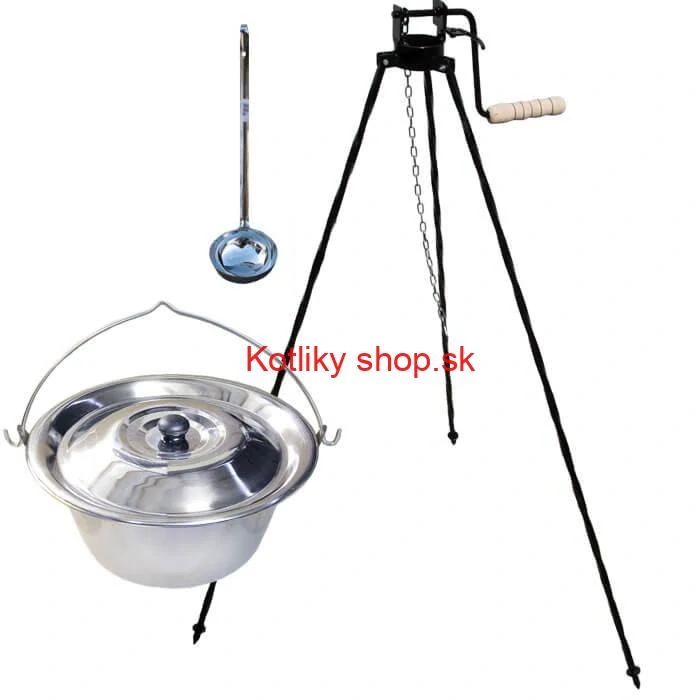 Antikorový kotlík 10 L + pokrievka + stojan s kladkou VAR