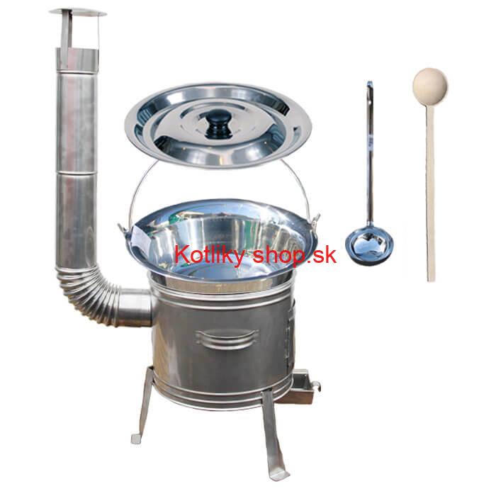 Antikorový kotlík 14 L (0,8 mm) + nerezová kotlina 36 cm + vareška a naberačka TOPLUX