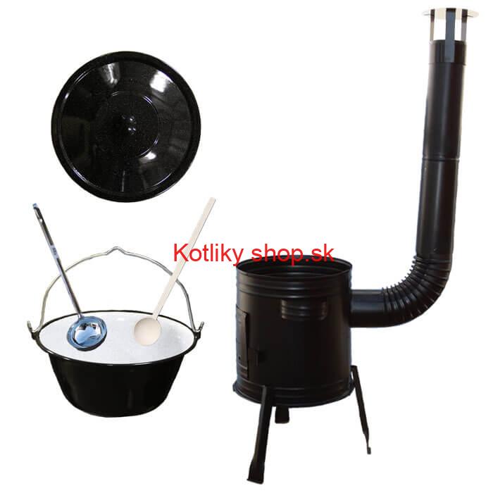 Smaltovaný kotlík 13 L (1,2 mm) + kovová kotlina 36 CLASSIC (KOV) + vareška a naberačka Easy party