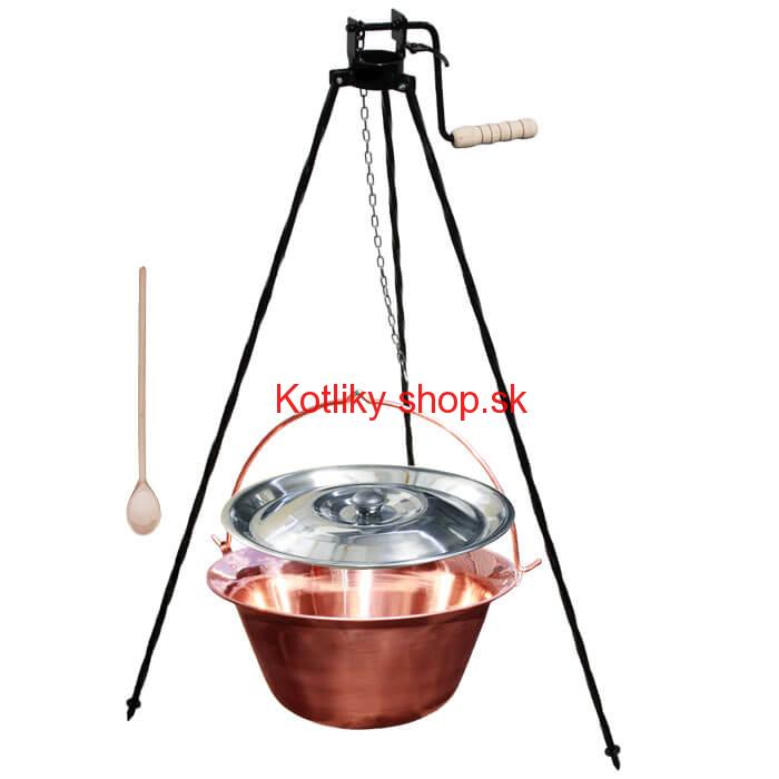 Medený kotlík 20 L + stojan s kladkou VAR
