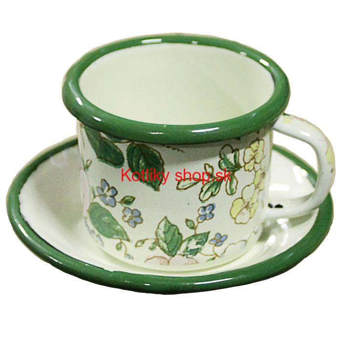 Smaltovaná šálka + podšálka