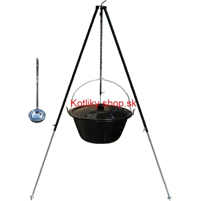 Smaltovaný kotlík 30 L + pokrievka + teleskopická trojnožka 1,40 m