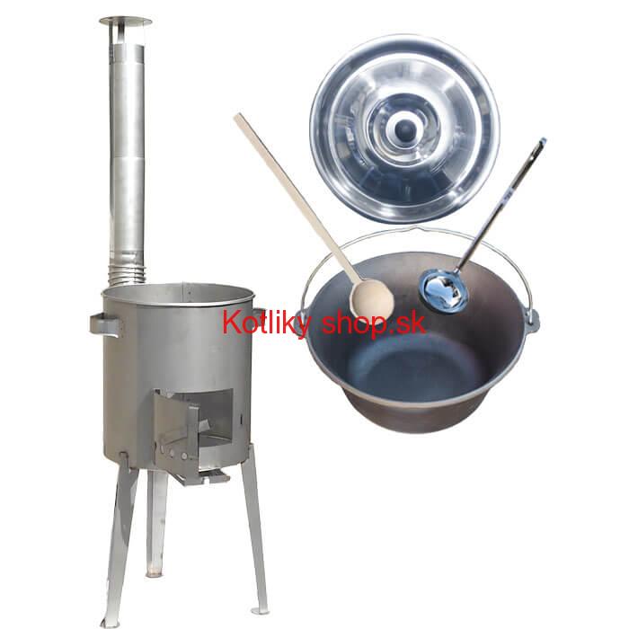 Liatinový kotlík 16 L (1 cm) + nerezová kotlina 36 cm LUXUS