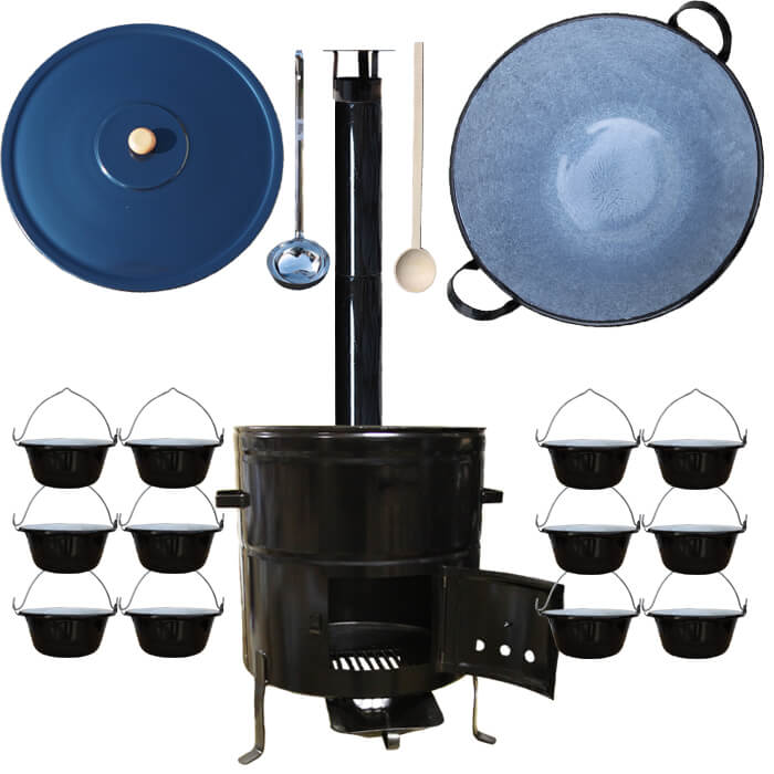 Smaltovaný kotol 50 L + servírovacie kotlíky (12 ks) BIG PARTY