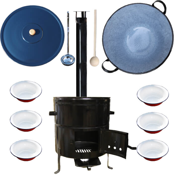 Smaltovaný kotol 60 L + smaltované taniere BIG PARTY