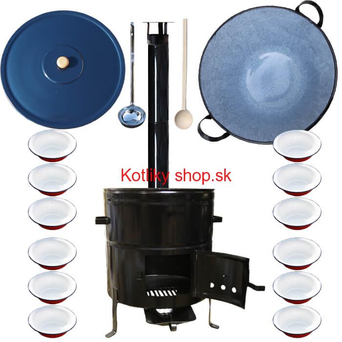 Smaltovaný kotol 80 L + smaltované taniere 12 ks BIG PARTY