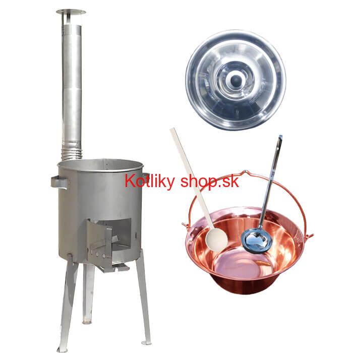 Medený kotlík 30 L (1,2 mm) + nerezová kotlina 45 cm LUXUS