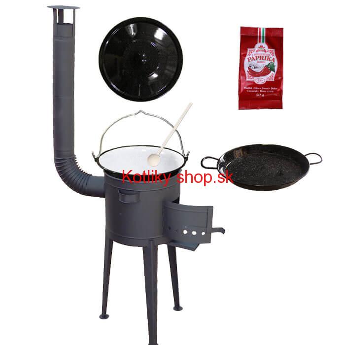 Smaltovaný kotlík 13 L + Paella smaltovaná panvica + vysoká žiaruvzdorná kotlina 36 cm PLUS 600