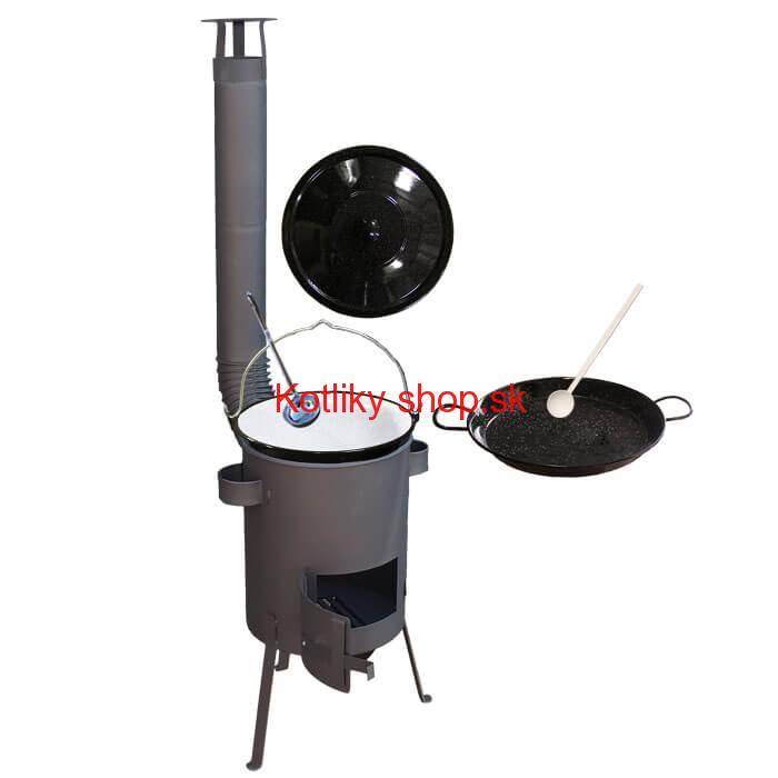 Smaltovaný kotlík 20 L + Paella smaltovaná panvica 46 cm + žiaruvzdorná kotlina 42 PLUS 600 4 MM
