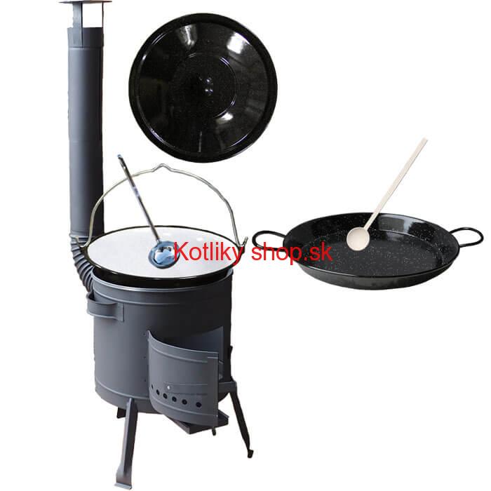 Smaltovaný kotlík 16 L + Paella smaltovaná panvica 42 cm + žiaruvzdorná nízka kotlina 39 PLUS 600