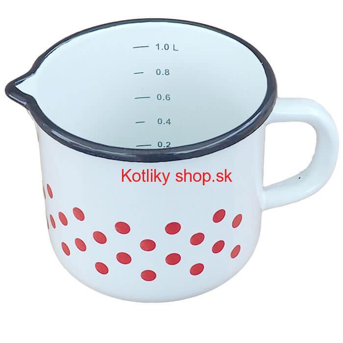 Smaltovaný hrnček s výlevkou 1 L - bodkovaný