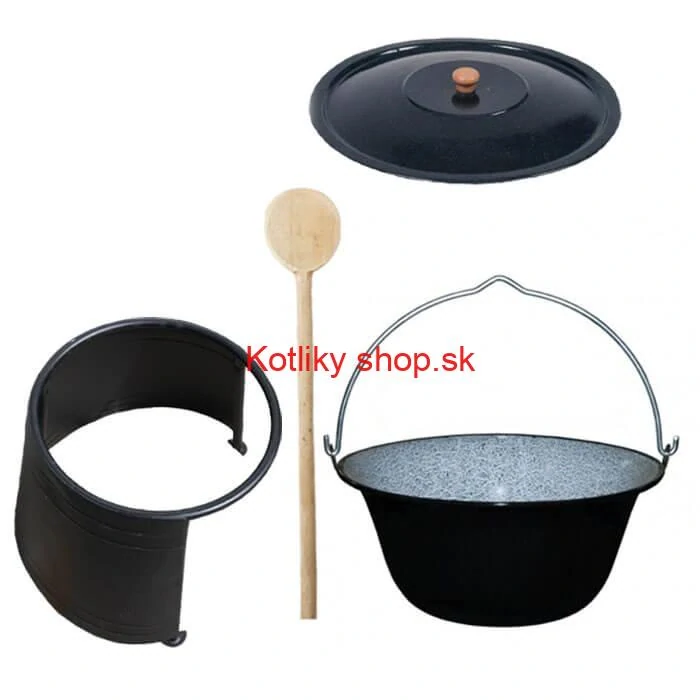 Smaltovaný kotlík 10 L (1,2 mm) + pokrievka + chránič plameňa