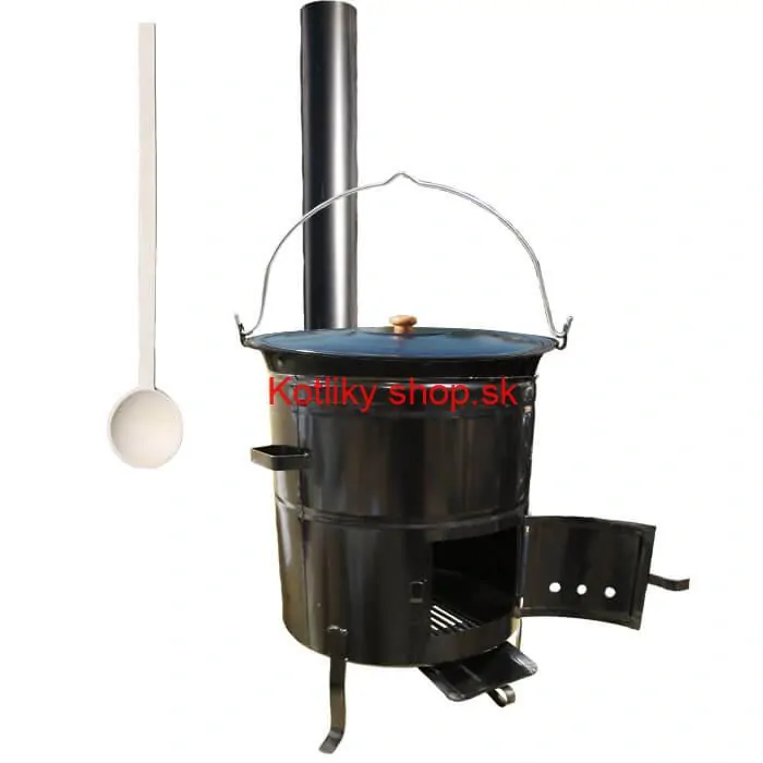 Smaltovaný kotlík 50 L (1,2 mm) + kovová kotlina 53 CLASSIC (KOV) + dymovod Max Party