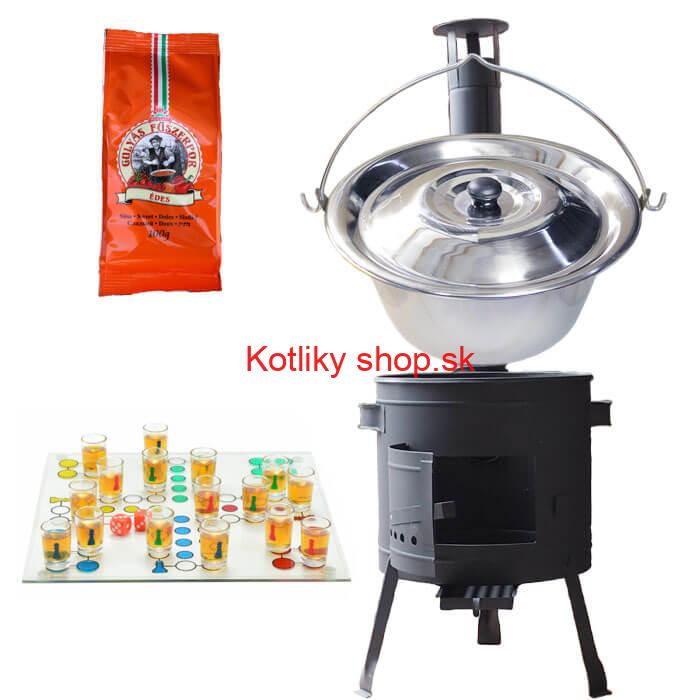 Nerezový kotlík 14 L (0,8 mm) + korenie + človeče pi už + nízka žiaruvzdorná kotlina 36 PLUS 600