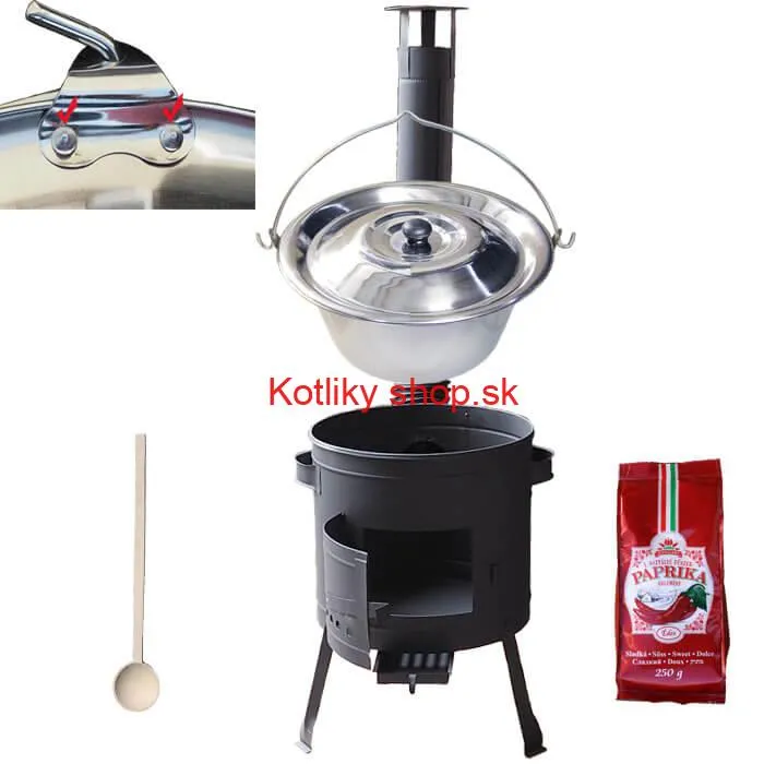 Nerezový kotlík 20 L (1,2 mm) INOX + hrubostenná (1,5 mm) žiaruvzdorná kotlina BALKY STRONG 42 PLUS 600