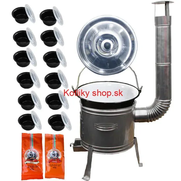 Smaltovaný kotlík 22 L (1,2 mm) + nerezová kotlina 42 cm TOPLUX + misky 12 ks + 2 x korenie na guláš 100 g