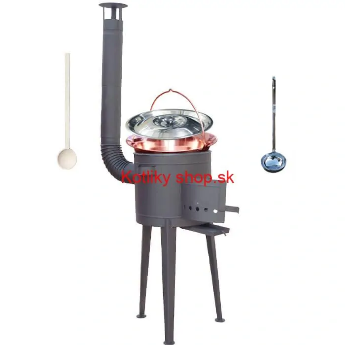 Medený kotlík 20 L (1,2 mm) + vysoká žiaruvzdorná kotlina (1,5 mm) HODO 42 cm PLUS 600 + vareška + naberačka