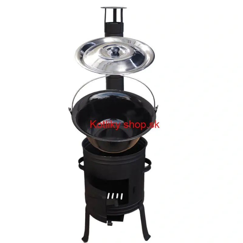 Smaltovaný kotlík 11 L BLACK + nerezová poklice INOX + žáruvzdorná kotlina 33 cm Plus 700
