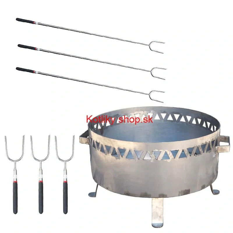 Prenosné ohnisko nerezove (1,5 mm) FIFO + Vidličky na opekanie teleskopické 6 ks