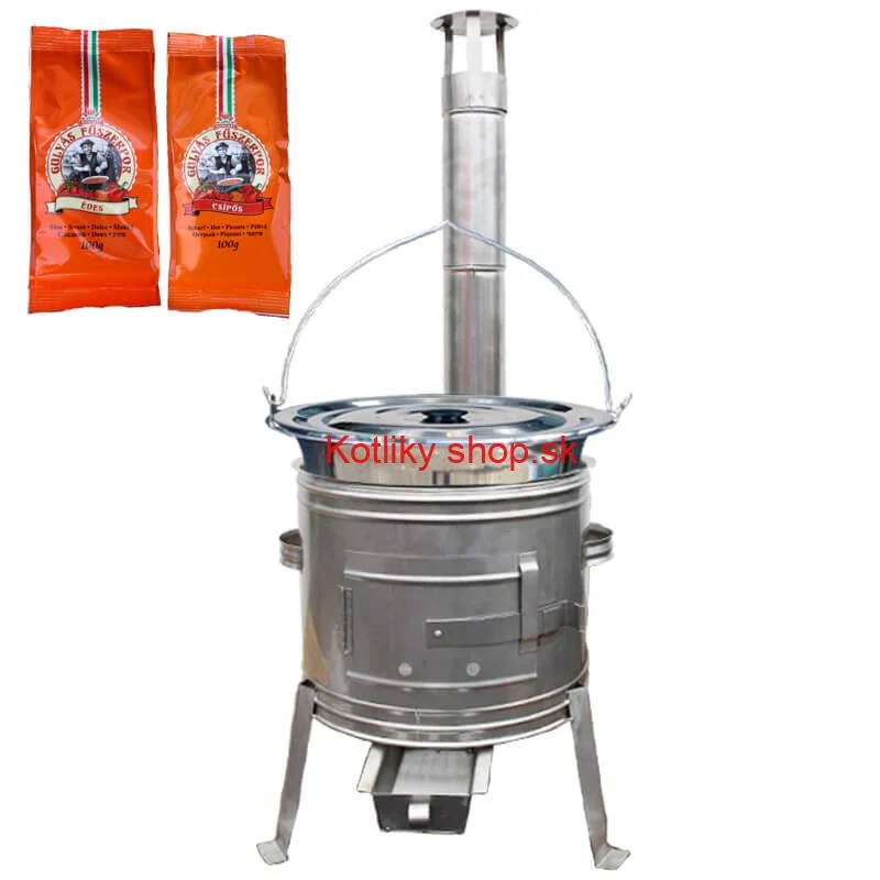 Nerezový kotlík 20 L (1,2 mm) INOX + Nerezová kotlina 42 INOX + paprikové korenie na guláš - MIX 100 g