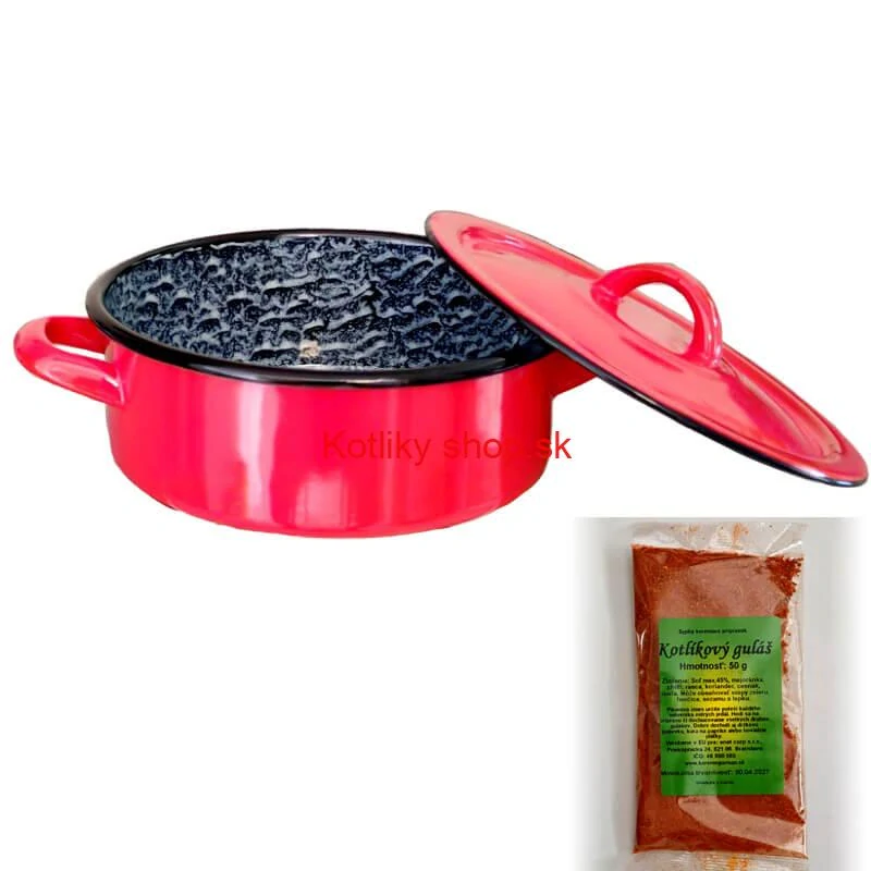 Smaltovaný kastról s pokrievkou COMBI 1 l + korenie na kotlíkový guláš 50 g