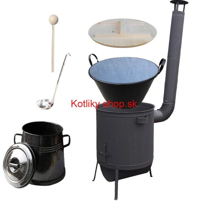 Smaltovaný kotol 100 L + žiaruvzdorná kotlina 42 PLUS 600 4 MM + Nádoba na masť 10 L