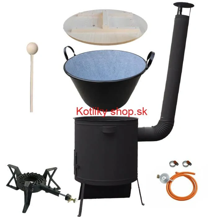 Zabíjačkový smaltovaný kotol 100 L, žiaruvzdorná kotlina 42 PLUS 600 4 MM, horák 7 kW + varecha