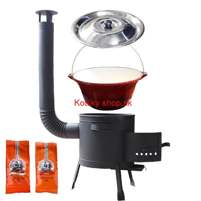 Liatinový kotlík so smaltovanou úpravou 22 L + nízka kotlina 42 PLUS 600 + paprikové korenie na guláš - MIX 100 g