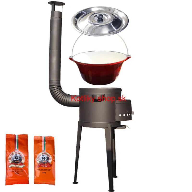 Liatinový kotlík so smaltovanou úpravou 22 L + vysoká kotlina 42 PLUS 600 + paprikové korenie na guláš - MIX 100 g