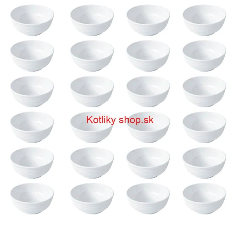 Set 24 ks: Prémiové biele misky s kamennou štruktúrou (750 ml)