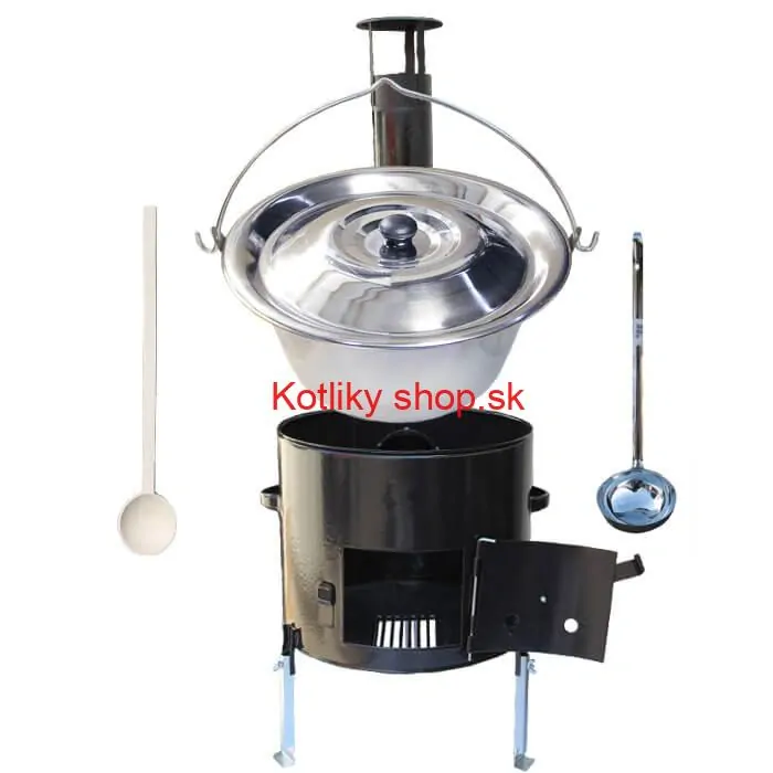 Antikorový kotlík 14 L (0,8 mm) + smaltovaná kotlina 36 cm + vareška a naberačka Easy party