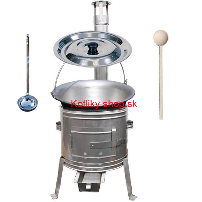 Nerezový kotlík 15 L (1,5 mm) + nerezová kotlina 36 cm + vareška a naberačka TOPLUX