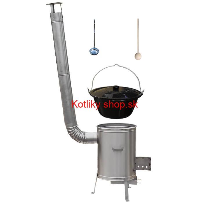 Smaltovaný kotlík 20 L (1,2 mm) + nerezová kotlina 42 cm + vareška a naberačka LUX