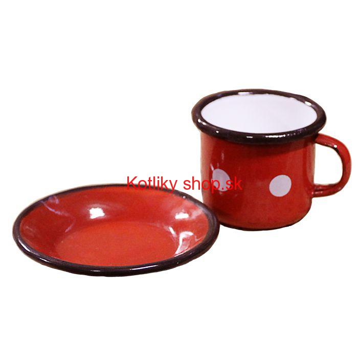 Smaltovaná šálka + podšálka