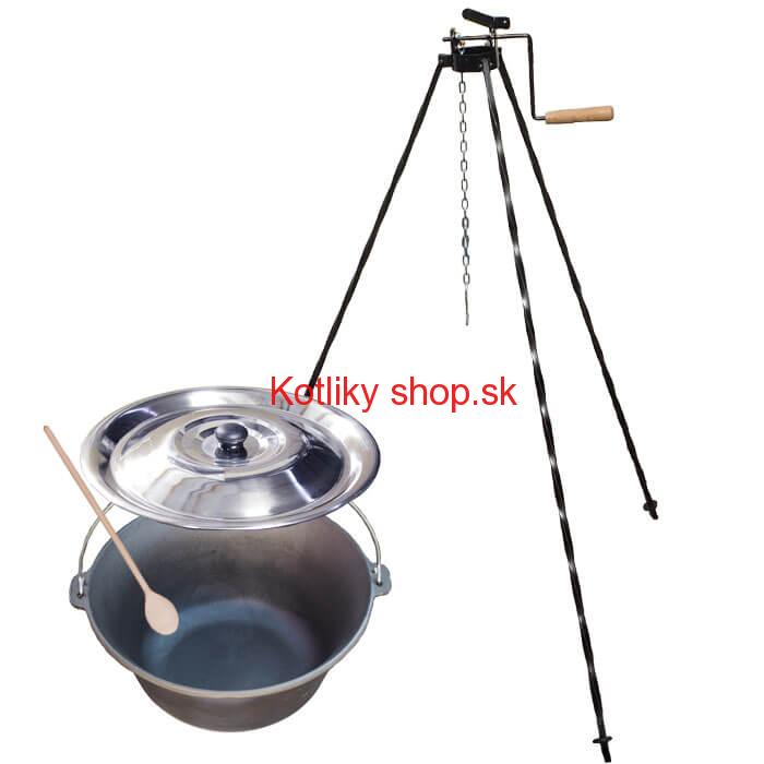 Liatinový kotlík 22 L + stojan s kladkou VAR