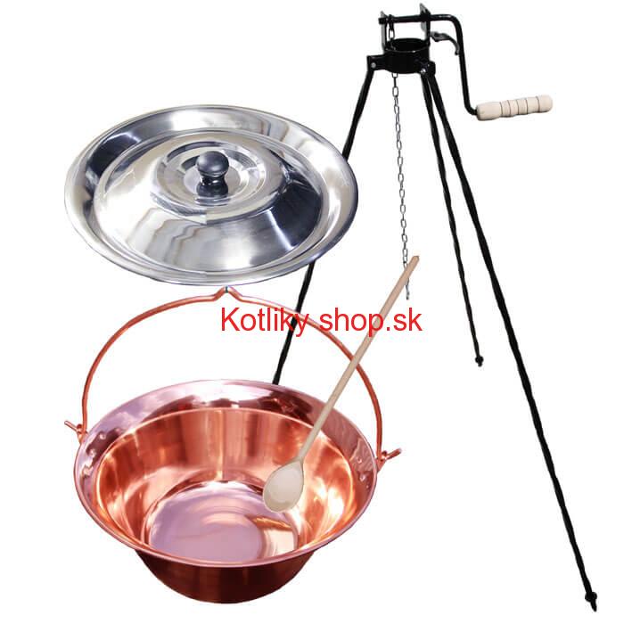 Medený kotlík 30 L + stojan s kladkou VAR
