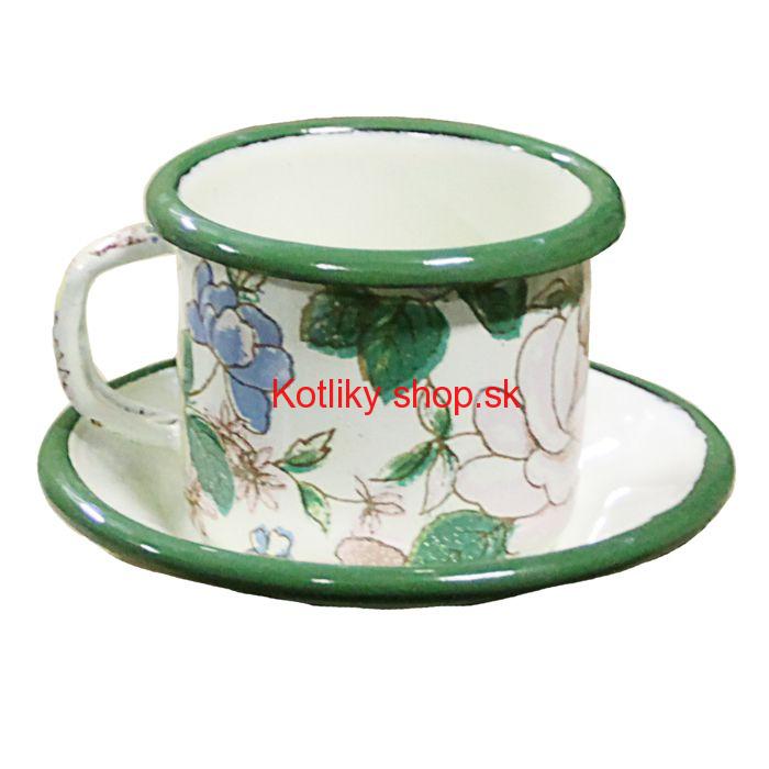 Smaltovaná šálka + podšálka