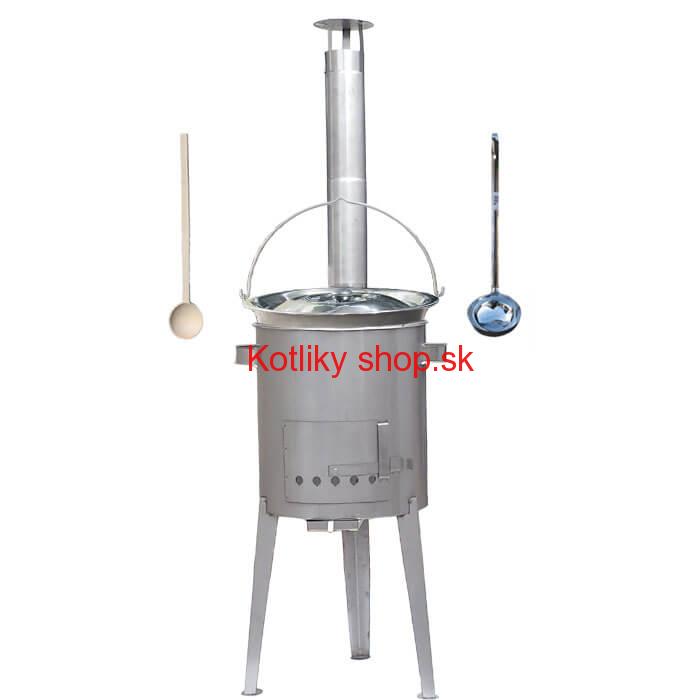 Železný kotlík 20 L (0,75 mm) + nerezová kotlina 42 cm LUXUS