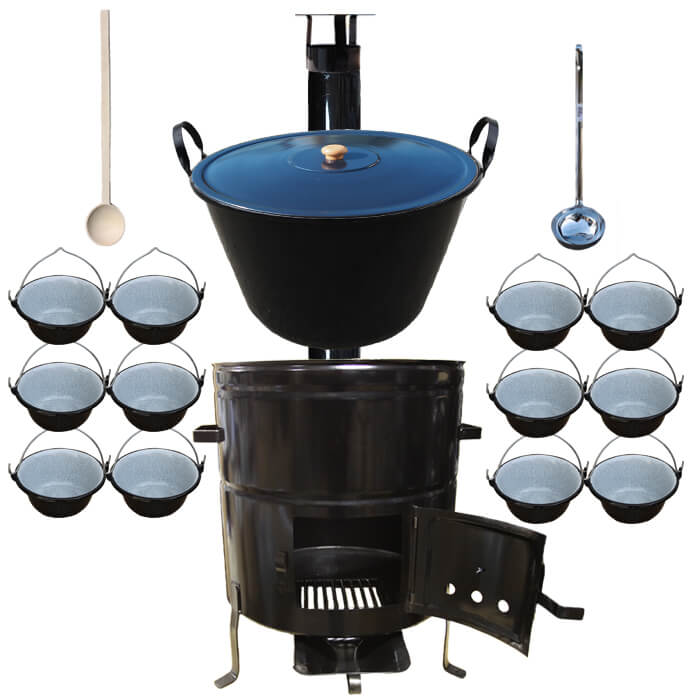 Smaltovaný kotol 50 L + servírovacie kotlíky (12 ks) BIG PARTY
