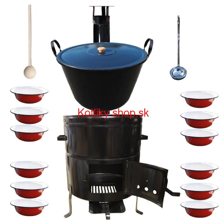 Smaltovaný kotol 80 L + smaltované taniere 12 ks BIG PARTY