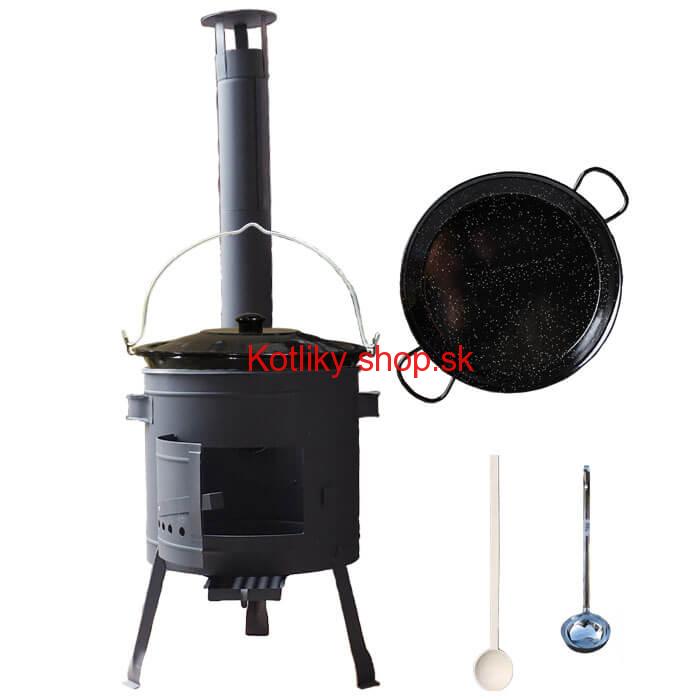 Smaltovaný kotlík 16 L + Paella smaltovaná panvica 42 cm + žiaruvzdorná nízka kotlina 39 PLUS 600