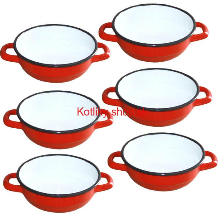 Súprava smaltovaných selských misiek 16 cm 6 ks