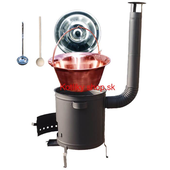 Medený kotlik 14 L (1,2 mm) + hrubostenná (1,5 mm) žiaruvzdorná kotlina 36 PLUS 600