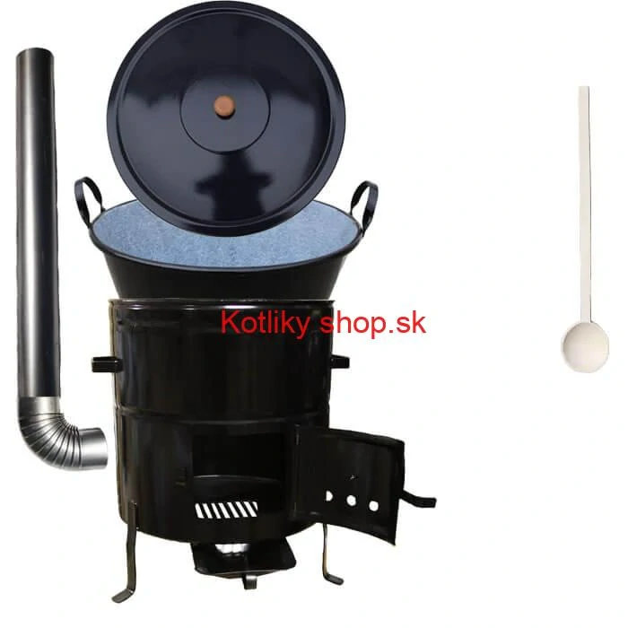 Zabíjačkový smaltovaný kotol 60 L + kovová kotlina 53 cm + dymovod