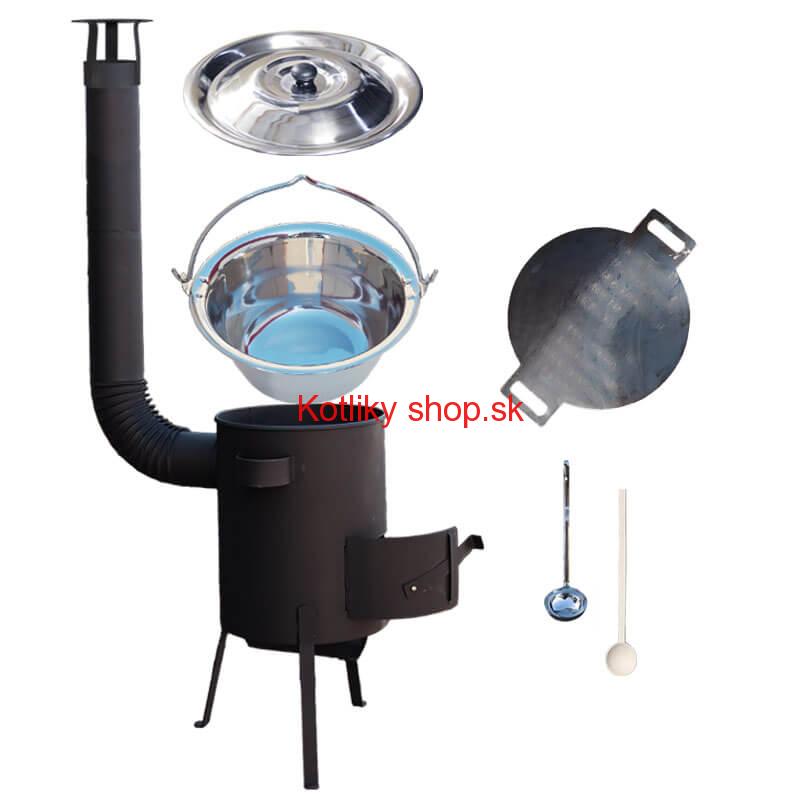 Nerezový kotlík 20 L (1,2 mm) INOX + železná panvica 44 cm UNI + kotlina 42 cm PLUS 600 4 MM